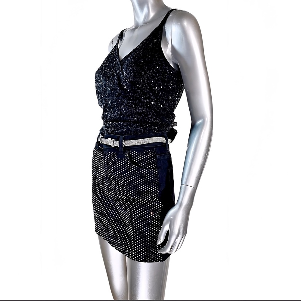 Top Shop Black Embellished Mini Skirt 4